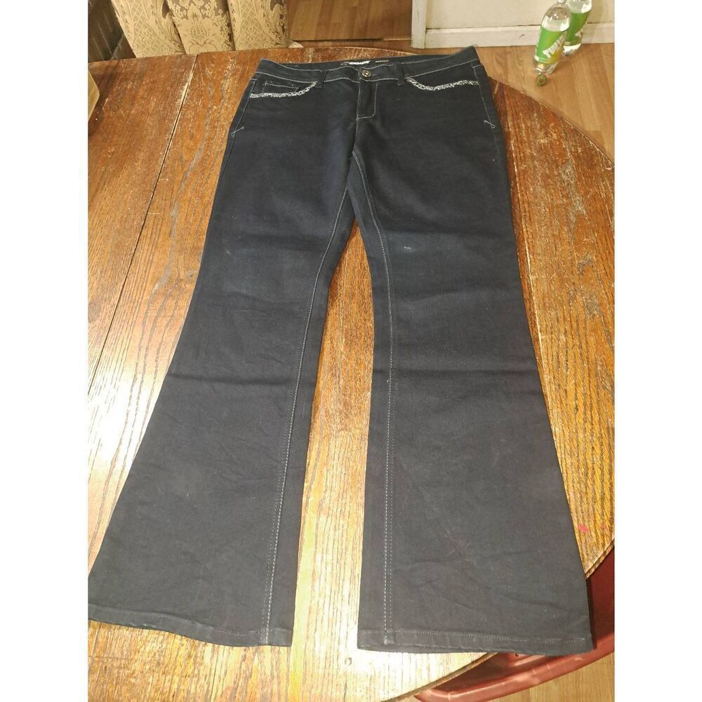 New Size 12 Jordache Bootcut Embellished Denim Blue Jeans Style JM412192